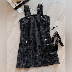 Black tweed mini dress - new with tags - large